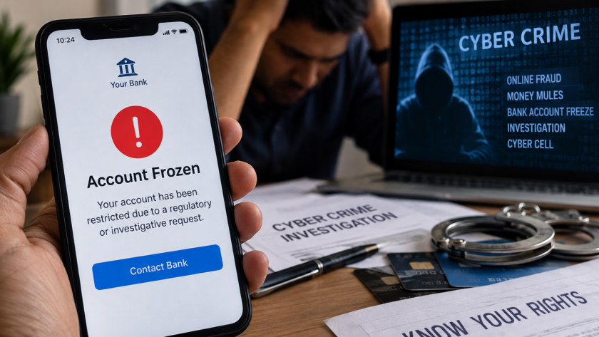 Bank account frozen due to cyber crime and suspected money mule transaction in India